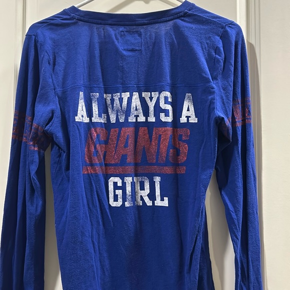 Victoria's Secret Tops - Victoria's Secret vintage PINK New York Giants shimmer Jersey like top size M
